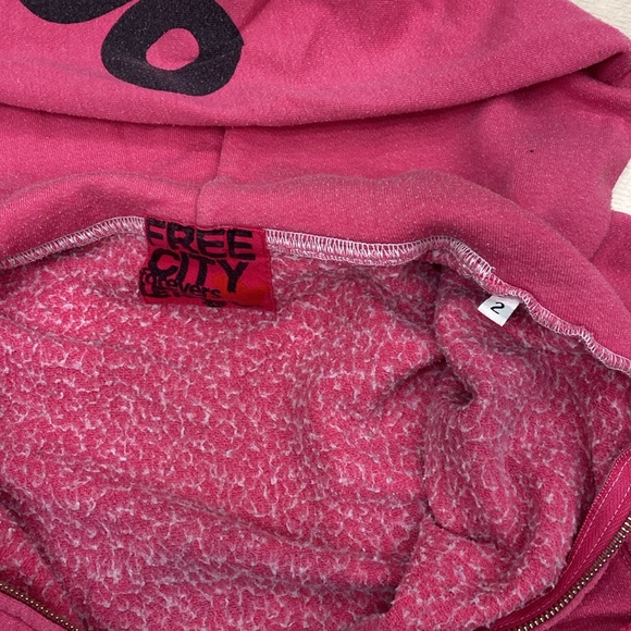💕 Free City Pink Zip-Up Hoodie - Size 2 - Picture 5 of 6